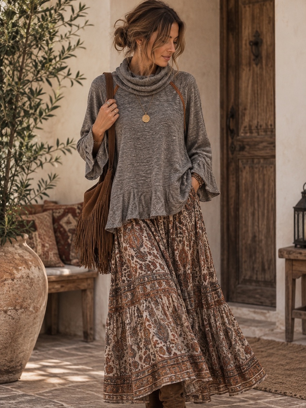 THML Gray Cowl Neck Sweater